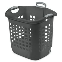 Sterilite Ultra Wheeled Laundry Basket, 1.7 Bushel with Handles, Flat Grey, 4 Pack
