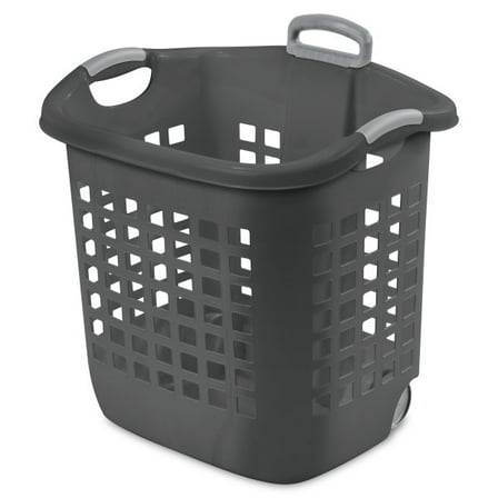 Sterilite Ultra Wheeled Laundry Basket, 1.7 Bushel with Handles, Flat Grey, 4 Pack