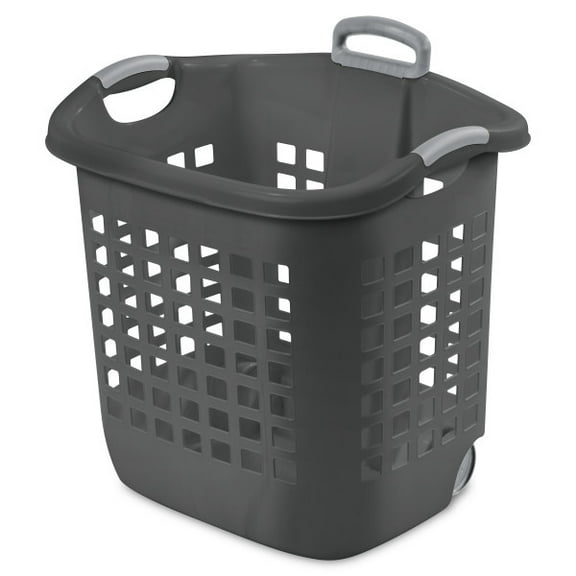Sterilite Ultra Wheeled Laundry Basket, 1.7 Bushel with Handles, Flat Grey, 4 Pack