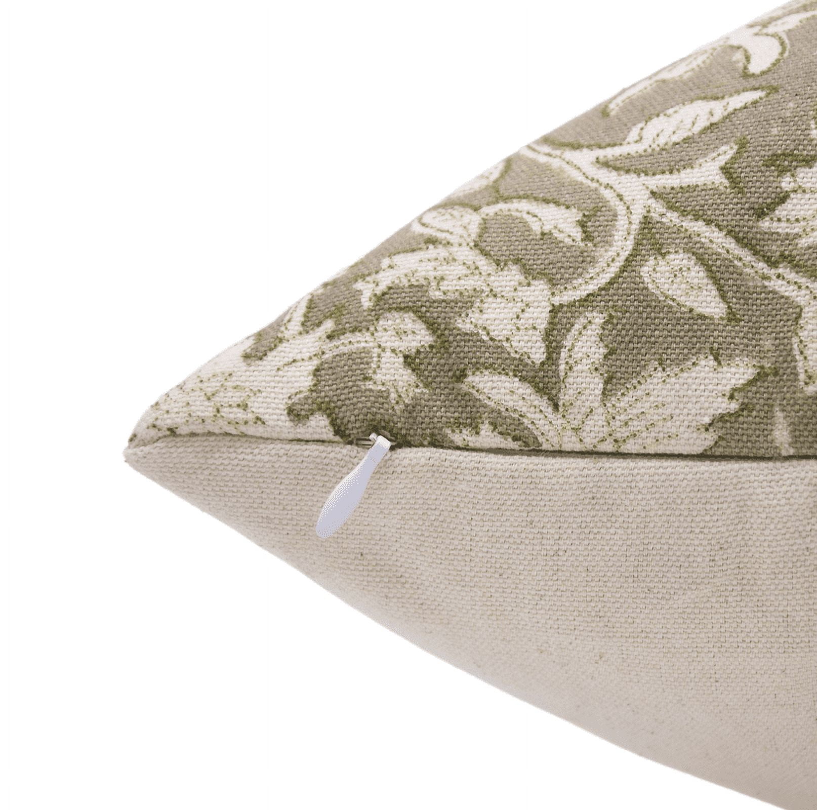 Fabdivine Block Print Throw Pillow Cover, 16x16 Inch Duck Canvas Decorative Cushion Cover, Floral Print Boho Design Green Pillow Cover for Sofa and Couch