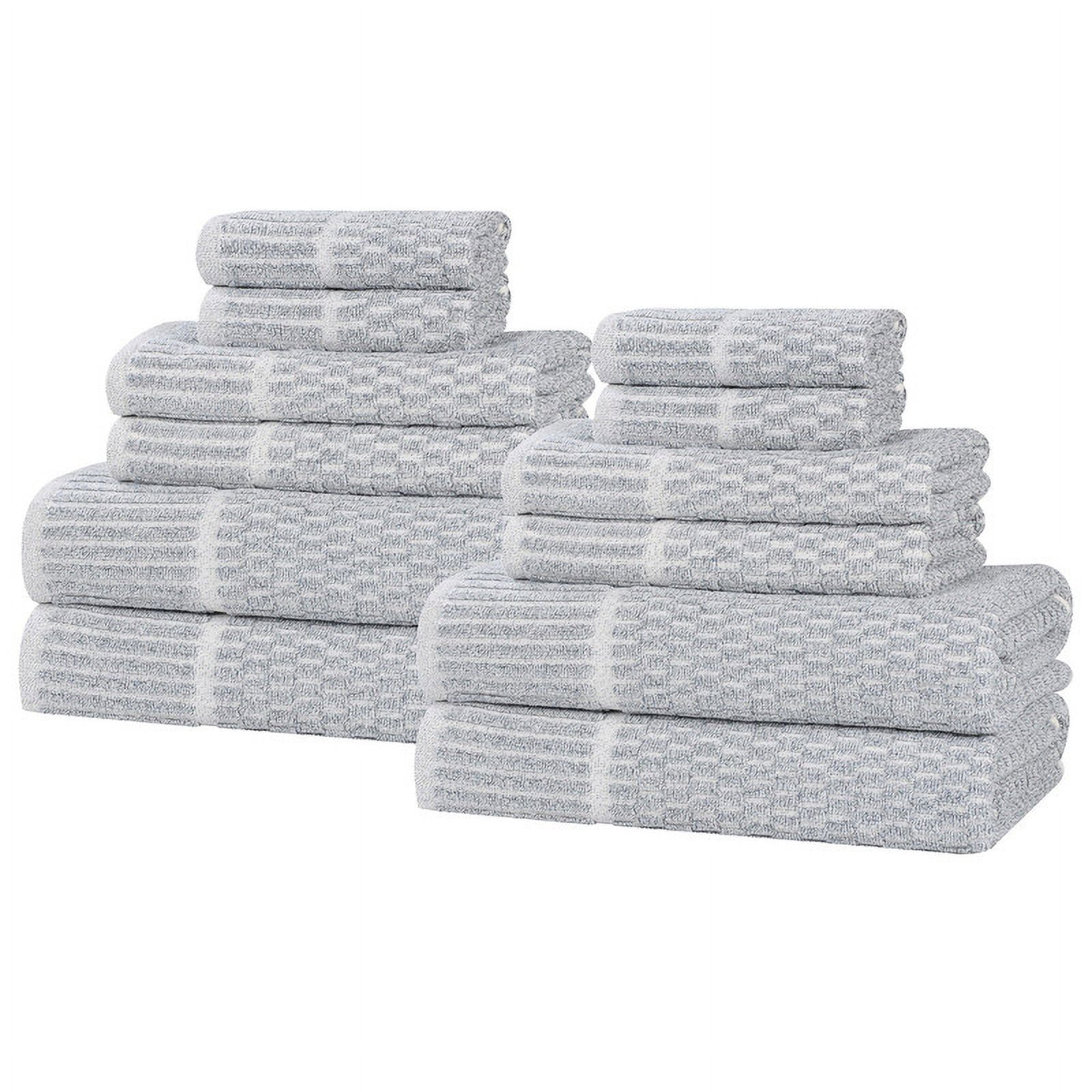 Superior Juno Viscose Cotton Blend Medium Weight 12 Piece Towel Set, Denim Blue
