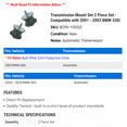thumbnail image 2 of Transmission Mount Set 2 Piece Set - Compatible with 2001 - 2003 BMW 530i 2002, 2 of 2