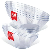 Multi-Pack Clear Plastic Serving Bowls (6 Pack) 3 x 54oz Large Disposable Candy Dishes, 3 x 20oz Buffet Containers, Chips, Popcorn, Snacks, Punch, Salad Bar, Parties, Bridal Shower, Party Supplies