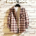 thumbnail image 2 of Men Fashion Square Print Lightweight Breathable Long Sleeve Lapel Shirt Orange 4XL, 2 of 4