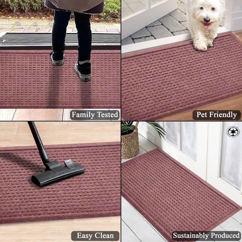 A1HC Indoor Outdoor Mat, Front and Back Entrance Welcome Mats, Front Door Patio Mats 24x36 Inches, Non-Slip Easy Clean Entrance Washable Large Size Doormats, Chocolate Brown