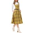thumbnail image 4 of INSPIRE CHIC Plaid Overall Dress for Women's Vintage Sleeveless A-Line Pinafore Dress XL Yellow, 4 of 6