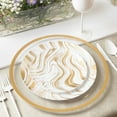 thumbnail image 3 of EcoQuality 7.5" inch Round White Plastic Plates with Gold Curve Design - Heavy Duty Large Disposable Charger Dinner Plate Weddings, Serveware, China Like Party Plates (10 Pack), 3 of 4
