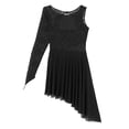 thumbnail image 4 of Kaerm Womens Lyrical Modern Contemporary Dance wear Asymmetric Ballet Skirted Leotard Dance Dress Black M, 4 of 7