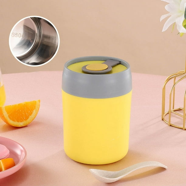 Taza térmica para sopa con cuchara | Taza térmica de acero inoxidable de 500 ml | Taza de desayuno de viaje apta para microondas para estudiantes y niños | Diseño con asa portátil