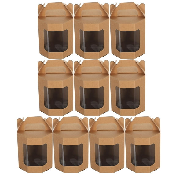 STRANDCHIC Clear PVC Multi-Color Window Pastry Containers with Kraft Paper for Food Storage and Display