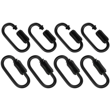 Stri 8pcs Chain Links Stainless Steel Heavy Duty Carabiner Clips Climbing Camping Locking Carabiners