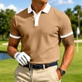 thumbnail image 3 of Polo Shirts for Men Solid Collared Short Sleeve Golf Shirts Classic 3 Buttons Shirts Brown L, 3 of 8