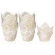 thumbnail image 1 of Vaso de Papel para Cupcakes Unique Bargains 100 Unidades Estilo Tulipán Blanco con Patrón de Alambre Dorado, 1 of 6