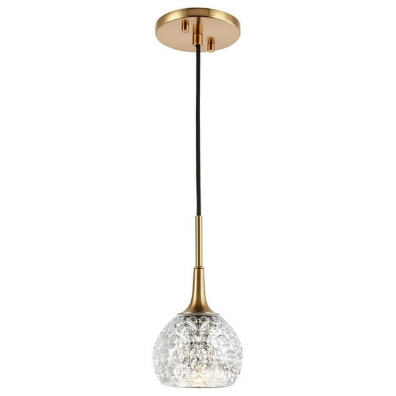 Woodbridge Lighting Bristol 1-Light Glass Mini-Pendant in Brass/Mercury
