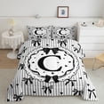 thumbnail image 2 of spefrowx Princess Bow Letter C Queen Comforter Set for Kids, Black White Stripe Heart Comforter Sets Queen, Black Reversible, 3-Piece, 1 Comforter and 2 Pillowcases, 2 of 6