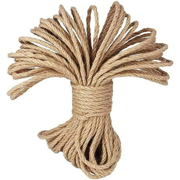 Corde en Jute 100 % Naturelle et Résistante - LUOOV Corde en Jute de 6 mm d'Épaisseur pour Arts et Artisanat, Bricolage Décoration Emballage Cadeau