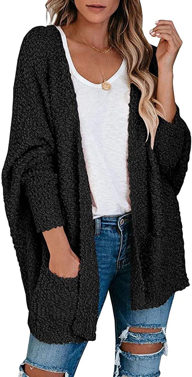 Fuzzy Popcorn Cardigan Batwing Sleeve 