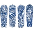thumbnail image 1 of Etiqueta Engomada Del Tatuaje Brazo Arte Corporal 4 Uds Jesús Manga Completa Pegatinas Calavera Tatuajes Semipermanentes, 1 of 9