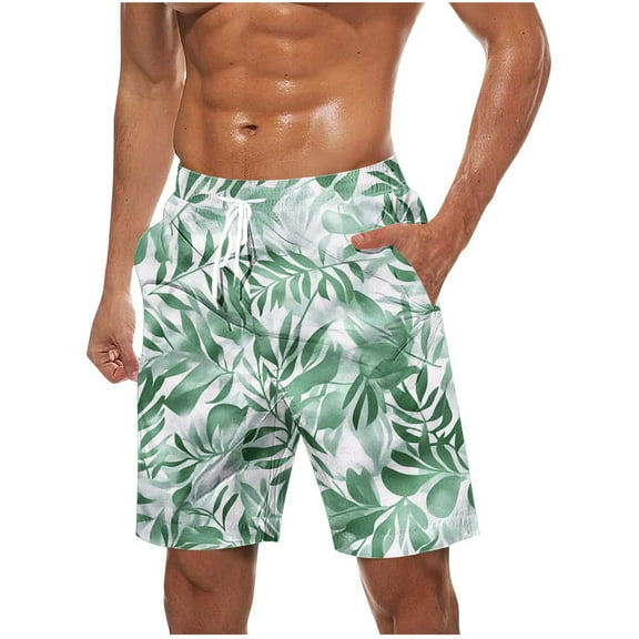 Iugvhana Quick-Dry Swim Trunks - Comfortable Mens Boardshorts, Variety of Tropical & Classic Designs Hawaiian Shorts Green XXXL