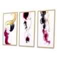 thumbnail image 3 of Designart "Peaceful Intensity Magenta and Gold Series" Abstract Painting Framed Wall Art Set Of 3 - Gold Modern Frame Gallery Set For Office Decor, 3 of 6