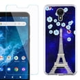 thumbnail image 1 of Slim-Fit Protective Phone Case compatible with Cricket Icon 2, with Tempered Glass Screen Protector, by OneToughShield ® - Eiffel Tower Stars, 1 of 2