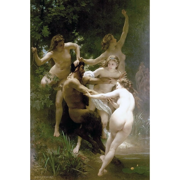 Nymphs and Satyr - CANVAS OR WALL ART PRINT