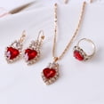 thumbnail image 1 of Nvzi Conjunto de joyas de diamantes de imitación con forma de gota de agua a la moda, collar con colgante de gota de agua retro,conjunto de joyas para madre, novia, boda, rojo B, 1 of 4