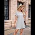 thumbnail image 4 of Vestidos Casuales para Mujer, Vestidos Rectos con Mangas y Volantes, Cuello en V, Color Liso, Sueltos, para Verano, Gris, Talla M, 4 of 10