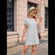 thumbnail image 4 of Vestidos de Verano Fluidos con Cuello en V y Mangas con Volantes para Mujer, Color Liso, Talla XXL, Gris, 4 of 10