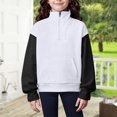 thumbnail image 2 of Girls Winter Outfits 4-16 Girls Half Zip Sweatshirt Quarter Zip Pullover Kids Long Sleeve Sweatshirts Fall Top for Teen Girls, 2 of 6