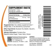 BulkSupplements Vitamin D3 5000IU Softgels - Vitamin D Supplement, 1 Softgel per Serving (125mcg), 365 Count