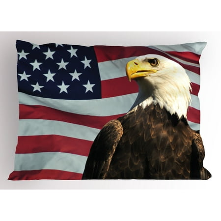 - Eagle Pillow Sham United States of America Flag with Symbol of the Country Looking into the Horizon, Decorative Standard King Size Printed Pillowcase, 36 X 20 Inches, Multicolor, by Ambesonne