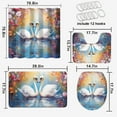 thumbnail image 4 of White Swan Shower Curtain Sets 4 Piece Watercolor Spring Flower Dream Swan Lake Bathroom Sets with Rugs Waterproof Shower Curtain Non-Slip Rug Toilet Lid Cover Bath Mat, 4 of 4