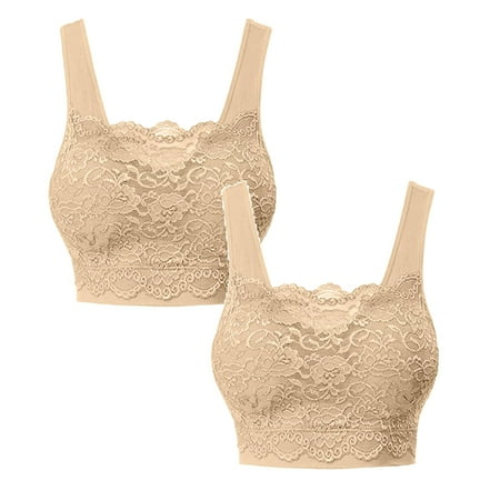 Kcodviy 2Pcs Women S Seamless Lace Bra Strapless Front Buckle Lift Bra Top With Front Lace Strapless Front Buckle Lift Bra Cover Sports Bra Strapless Front Buckle Lift Bra Strapless Front Buckle