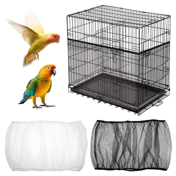 2-Pack XL Bird Cage Seed Catcher Tray Cover - Universal Fit 5-6.5ft, 14" High Mess Guard with Easy-Clip Breathable Mesh for Parrots, Cockatiels, Finches