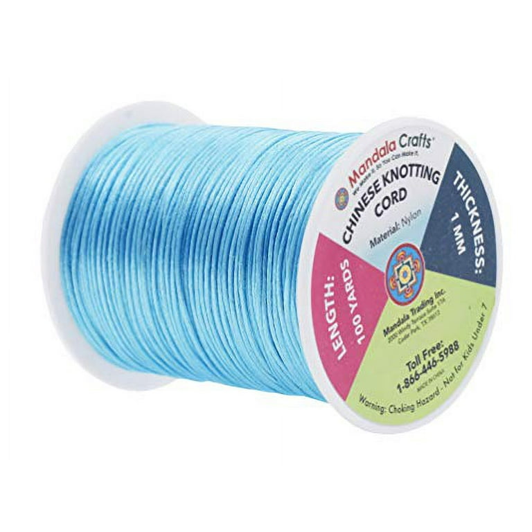 Mandala Crafts Satin Rattail Cord String from Nylon for Chinese Knot, Macram, Trim, Jewelry Making Baby Blue 1mm, Infant Girl's, Size: 1 mm