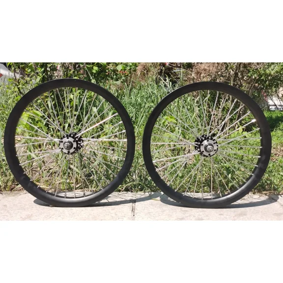 DONSP1986 20'' Bicycle Wheel Rims Double Layer Alum Alloy- 10G 36 Spokes Bike Wheelset