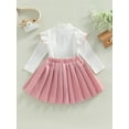 thumbnail image 4 of 2PCS Toddler Girls Fall Outfits, Long Sleeve Mock Neck Ruffle Tops + Pleated Skirt Set, 4 of 9