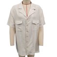 thumbnail image 1 of Men Short Sleeve Shirt Bust Pockets Turn Down Collar Button Closure Pure Color Summer Casual Blouse Beige XL, 1 of 3