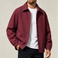 thumbnail image 5 of FRSASU Men's Casual Coach Jacket Snap Button Closure Collared Loose Fit Lightweight Windbreaker Outerwear Wine, 5 of 6