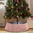 thumbnail image 6 of Virelaxpo Vertical Stripe Plush Knit Christmas Tree Skirt, Decorative Holiday Tree Skirt for Festive Home and Event Decor, 6 of 6