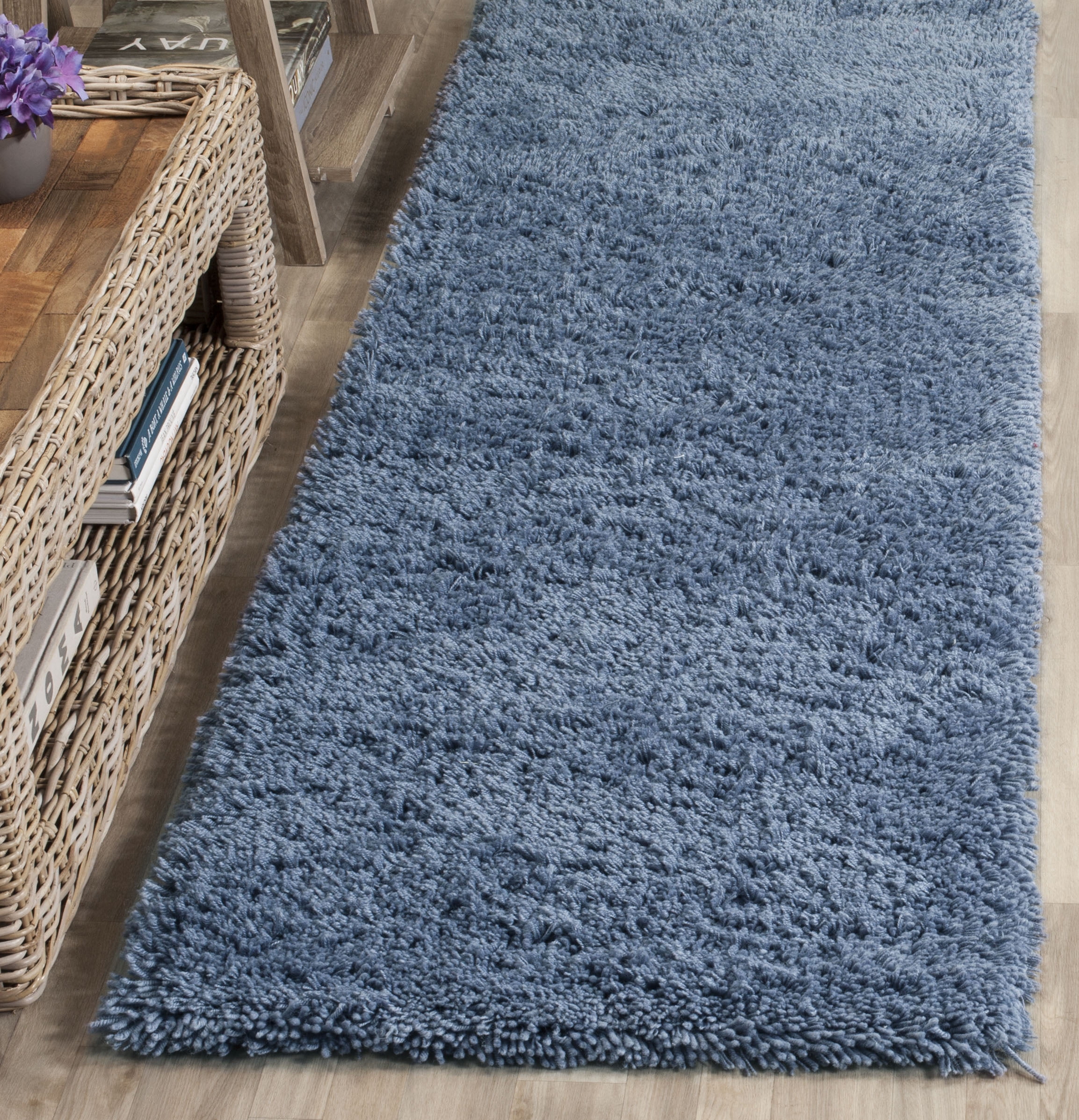 SAFAVIEH Glen Solid Plush Shag Runner Rug, Light Blue, 2'3" x 8'