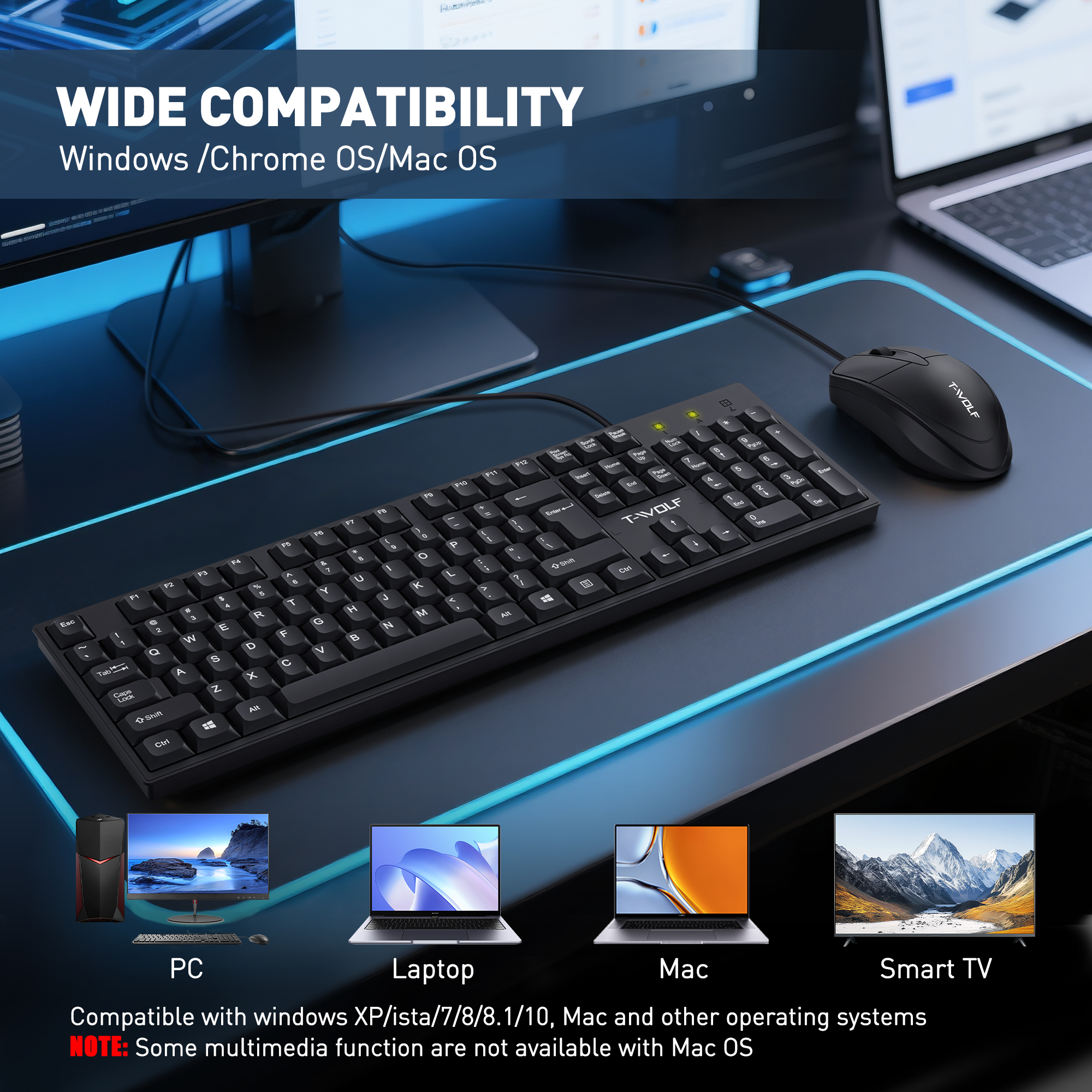 Cshidworld Wired Keyboard and Mouse Combo, Black photo 2