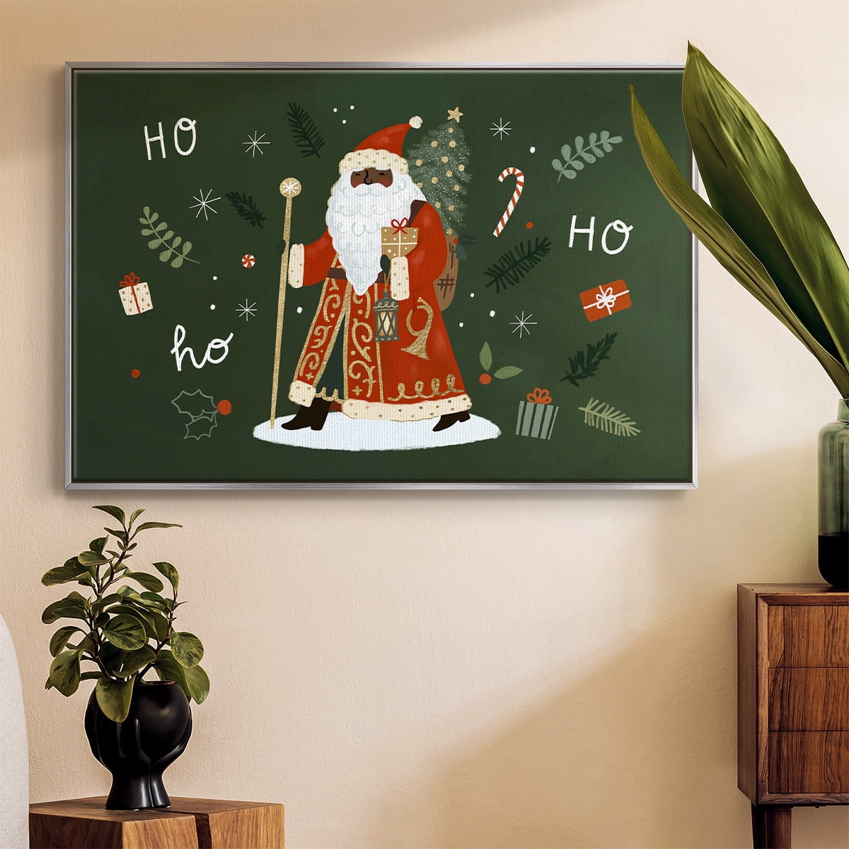 Little St. Nick Collection A - Framed Gallery Wrapped Holiday Canvas - 25 x 37 - Silver Frame