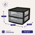 thumbnail image 4 of Homz Plastic 2 Drawer Medium Storage Cart, Black Frame with Clear Drawer, 2 Pack, 4 of 9