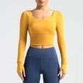 thumbnail image 2 of aidice Workout Tops for Women Cropped Square Neck Lightweight Long Sleeve Thumb Hole Activewear Athletic Shirt, 2 of 7