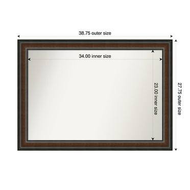 Amanti Art Custom Wall and Bathroom Mirror (27.75 x 38.75 in.), Cyprus Walnut Frame