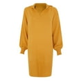 thumbnail image 4 of Arlun Womens Casual V-Neck Knit Mini Fall Sweater Dresses Long Sleeve Loose Fit Solid Color Ribbed Pullover Jumper Sweaters Soft Comfortable Warm Stylish Short Dress Yellow XL, 4 of 4