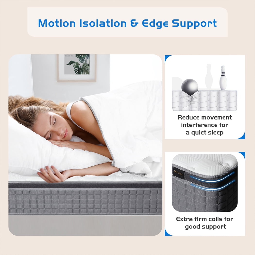 MICOOLS 14" Gel Memory Foam Spring Hybrid Mattress in a Box,Full Mattress
