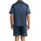 thumbnail image 3 of INSPIRAR CHIC Pijama de Satén para Hombre de Manga Corta, Conjunto de Pijamas de Verano de 2 Piezas, Talla 2XL, Azul Oscuro, 3 of 5